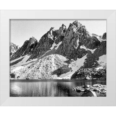 Kearsarge Pinnacles, Kings River Canyon, proposed as a national park, California, 1936 White Modern Wood Framed Art Print by Adams, Ansel