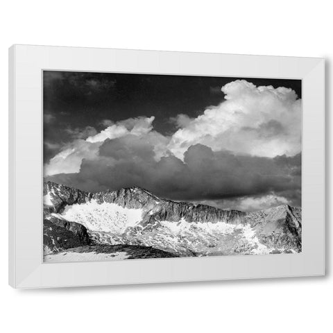 Clouds - White Pass, Kings River Canyon, proposed as a national park, California, 1936 White Modern Wood Framed Art Print by Adams, Ansel