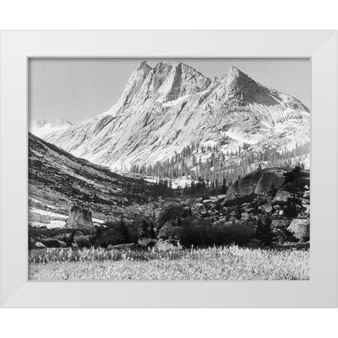 Boaring River, Kings Region, Kings River Canyon, proposed as a national park, California, 1936 White Modern Wood Framed Art Print by Adams, Ansel