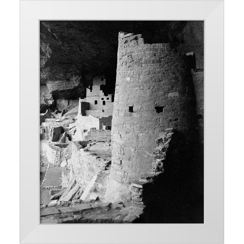 Cliff Palace, Mesa Verde National Park, Colorado, 1941 White Modern Wood Framed Art Print by Adams, Ansel