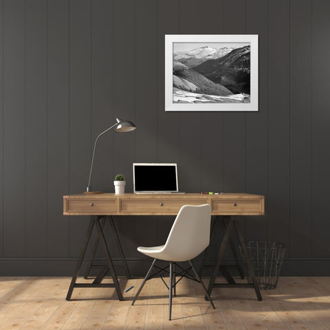 Longs Peak in Rocky Mountain National Park, Colorado, ca. 1941-1942 White Modern Wood Framed Art Print by Adams, Ansel