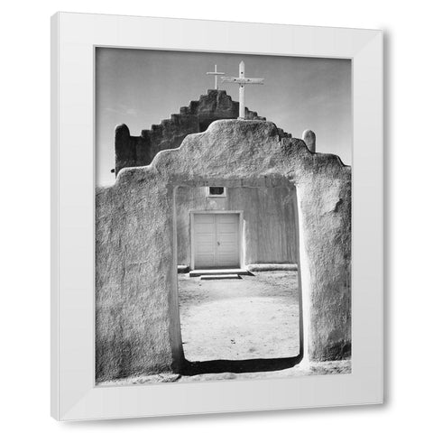 Front view of entrance, Church, Taos Pueblo National Historic Landmark, New Mexico, 1942 White Modern Wood Framed Art Print by Adams, Ansel
