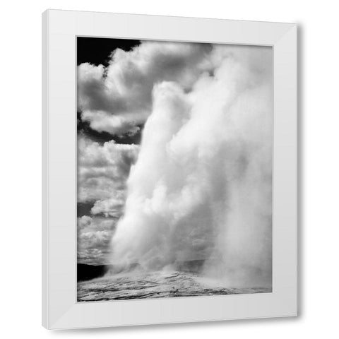 Old Faithful, Yellowstone National Park, Wyoming, ca. 1941-1942 White Modern Wood Framed Art Print by Adams, Ansel