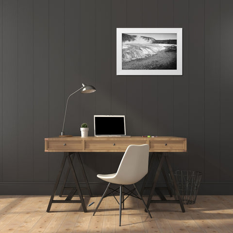 Firehold River, Yellowstone National Park, Wyoming, ca. 1941-1942 White Modern Wood Framed Art Print by Adams, Ansel