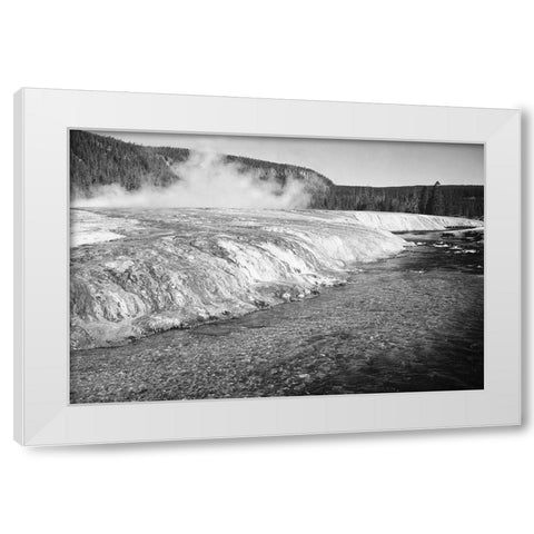 Firehold River, Yellowstone National Park, Wyoming, ca. 1941-1942 White Modern Wood Framed Art Print by Adams, Ansel