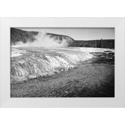Firehold River, Yellowstone National Park, Wyoming, ca. 1941-1942 White Modern Wood Framed Art Print by Adams, Ansel
