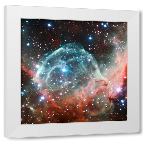 Thors Helmet Nebula White Modern Wood Framed Art Print by ESO/B. Bailleul