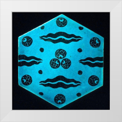 Blue Hexagonal Tile White Modern Wood Framed Art Print by Unknown 17th Century Syrian Artisan