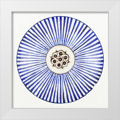 Blue Striped Bowl White Modern Wood Framed Art Print by Unknown 13th Century Persian Artisan