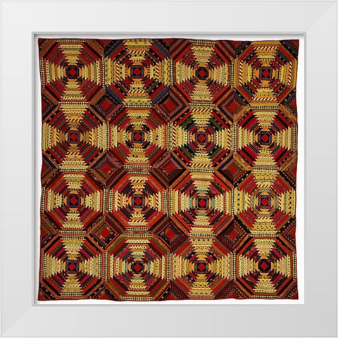 Quilt, Log Cabin Pattern, Pineapple variation White Modern Wood Framed Art Print by Unknown 19th Century American Needleworker