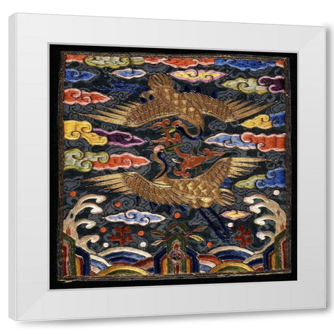 Pair of Badges (Hyungbae) of the Upper Civil Rank with Two Cranes White Modern Wood Framed Art Print by Unknown 20th Century Korean Needleworker