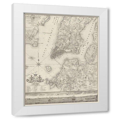 Plan of the City of New York, copied from the Ratzer Map. Surveyed in the Years 1766-1767. White Modern Wood Framed Art Print by New York Common Council