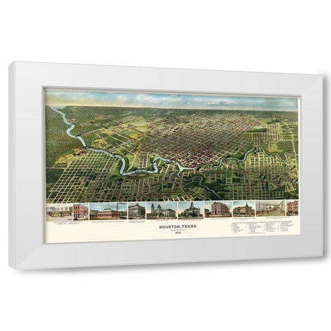 Houston, Texas, 1891 White Modern Wood Framed Art Print by Unknown 19th Century Cartographer