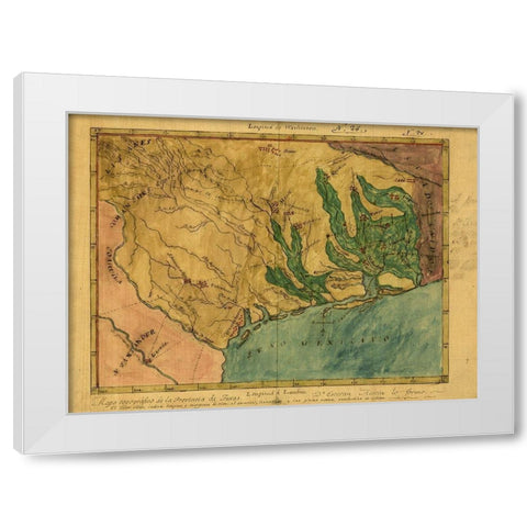 Mapa topografico de la provincia de Texas, ca 1822 White Modern Wood Framed Art Print by Austin, Stephen F.
