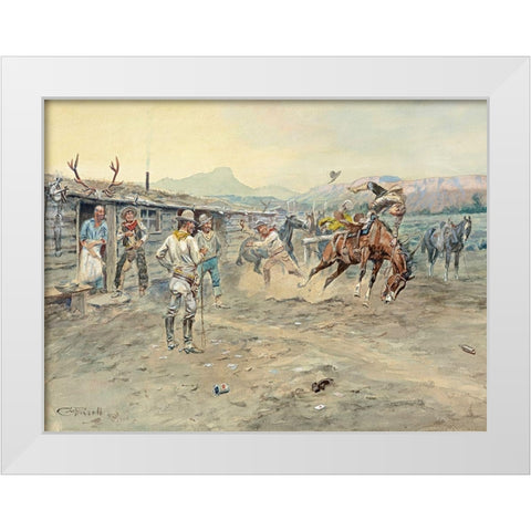 The Tenderfoot, 1900 White Modern Wood Framed Art Print by Russell, Charles Marion