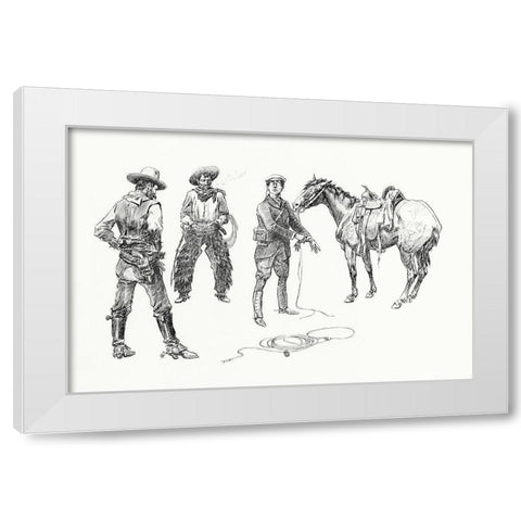 The Initiation of the Tenderfoot, 1899 White Modern Wood Framed Art Print by Russell, Charles Marion