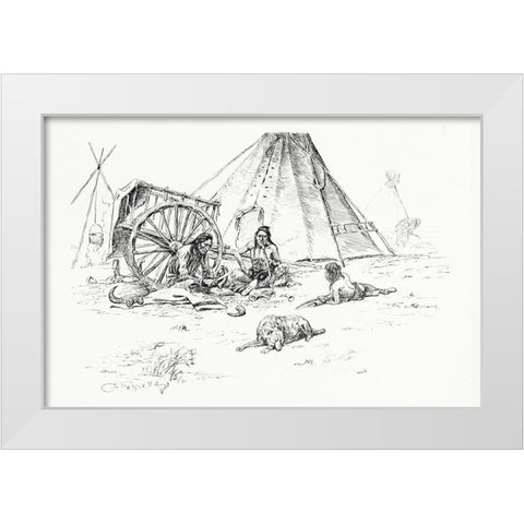 The Last of the Buffalo, 1899 White Modern Wood Framed Art Print by Russell, Charles Marion