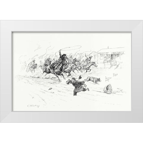 Painting the Town, 1899 White Modern Wood Framed Art Print by Russell, Charles Marion