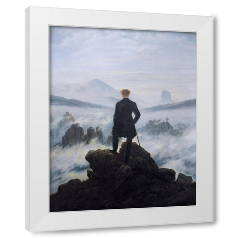 Wanderer Above the Sea of Fog White Modern Wood Framed Art Print by Friedrich, Caspar David