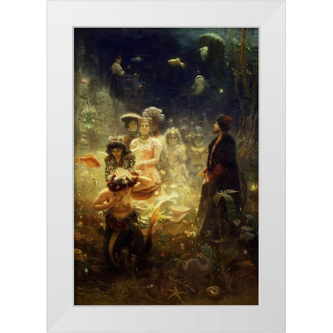 Sadko - Undersea White Modern Wood Framed Art Print by Repin, Ilya