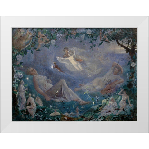 Scene from A Midsummer Nights Dream White Modern Wood Framed Art Print by Simmons, John
