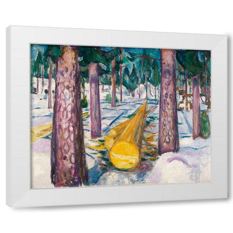 The Yellow Log, 1912 White Modern Wood Framed Art Print by Munch, Edvard