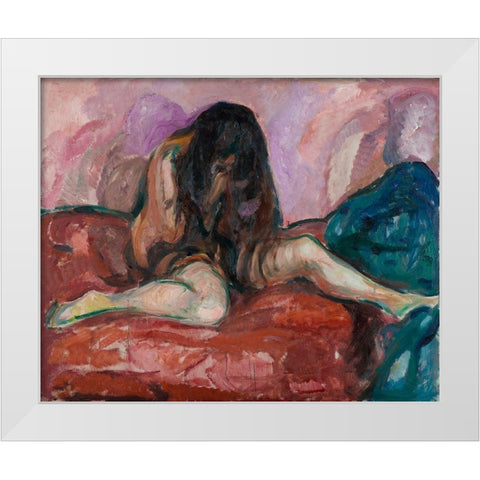 Weeping Nude. 1913-1914 White Modern Wood Framed Art Print by Munch, Edvard