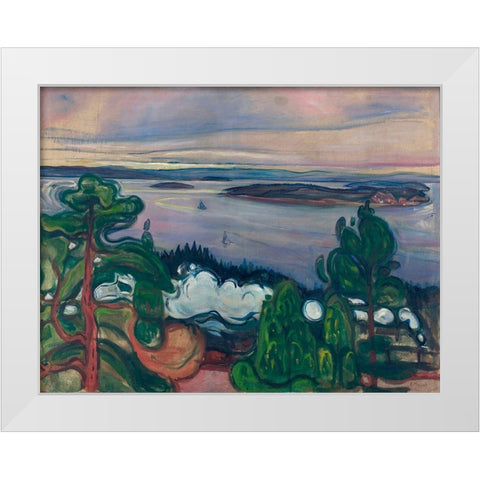Train Smoke, 1900 White Modern Wood Framed Art Print by Munch, Edvard
