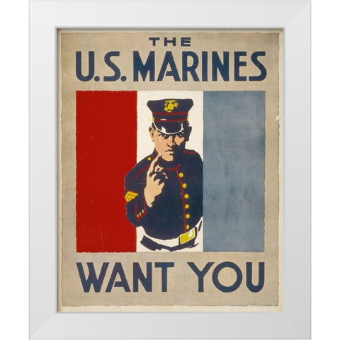 The U.S. Marines Want You, 1914/1918 White Modern Wood Framed Art Print by Falls, Charles Buckles