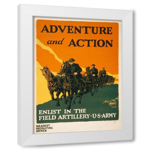 Enlist in the Field Artillery, U.S. Army, 1919 White Modern Wood Framed Art Print by Mueller, Harry S.