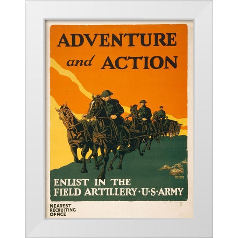 Enlist in the Field Artillery, U.S. Army, 1919 White Modern Wood Framed Art Print by Mueller, Harry S.