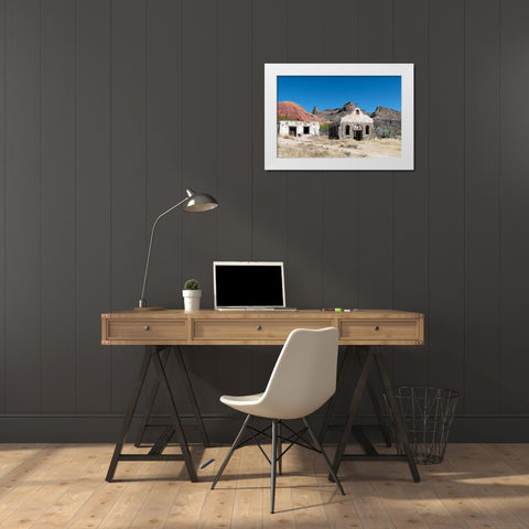 The Contrabando, a ghost town in Big Bend Ranch State Park White Modern Wood Framed Art Print by Highmith, Carol