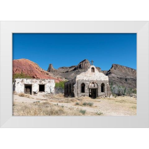 The Contrabando, a ghost town in Big Bend Ranch State Park White Modern Wood Framed Art Print by Highmith, Carol