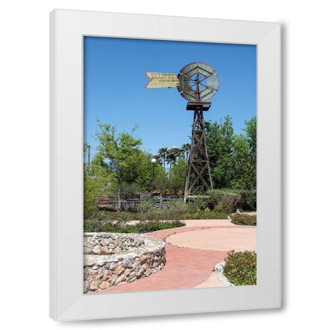 Windmill in the Will Looney Legacy Park at the Museum of South Texas History in Edinburg, TX White Modern Wood Framed Art Print by Highmith, Carol