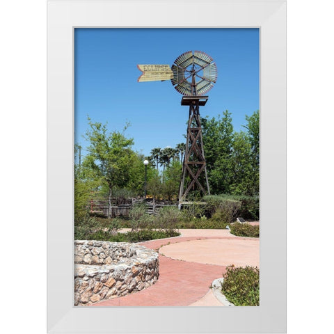 Windmill in the Will Looney Legacy Park at the Museum of South Texas History in Edinburg, TX White Modern Wood Framed Art Print by Highmith, Carol