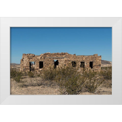Remnants of an old stone house in the small settlement of Terlingua, in Brewster County, TX White Modern Wood Framed Art Print by Highmith, Carol