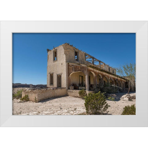 Remains of an old structure in Terilingua, southern Brewster County, TX White Modern Wood Framed Art Print by Highmith, Carol