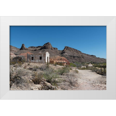Abandoned movie set along the Rio Grande River in Big Bend Ranch State Park in lower Brewster County White Modern Wood Framed Art Print by Highmith, Carol