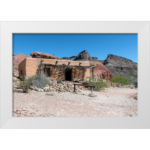 Abandoned movie set along the Rio Grande River in Big Bend Ranch State Park in lower Brewster County White Modern Wood Framed Art Print by Highmith, Carol