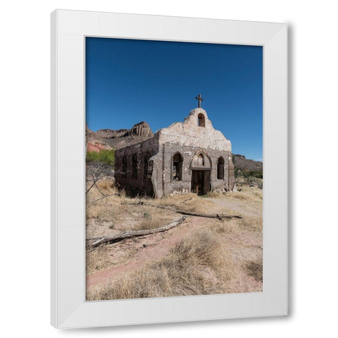 Abandoned movie set along the Rio Grande River in Big Bend Ranch State Park in lower Brewster County White Modern Wood Framed Art Print by Highmith, Carol