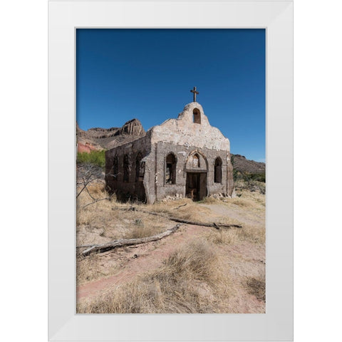 Abandoned movie set along the Rio Grande River in Big Bend Ranch State Park in lower Brewster County White Modern Wood Framed Art Print by Highmith, Carol