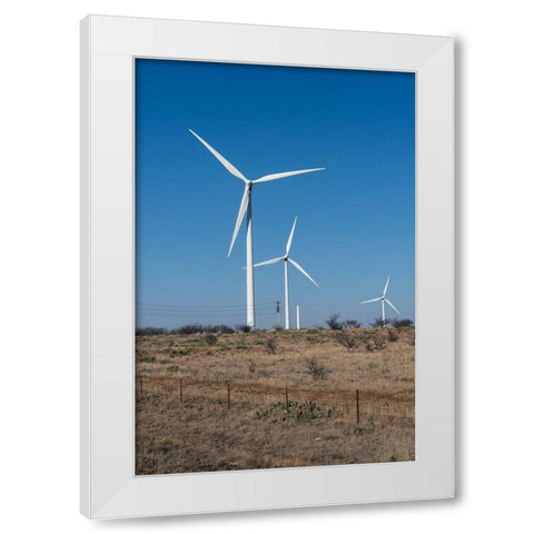 Wind turbines in Shackelford County, TX, northeast of Abilene White Modern Wood Framed Art Print by Highmith, Carol