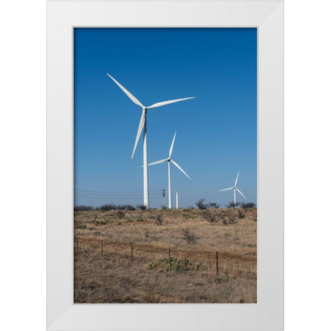 Wind turbines in Shackelford County, TX, northeast of Abilene White Modern Wood Framed Art Print by Highmith, Carol