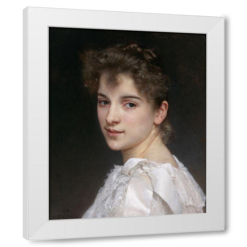Gabrielle White Modern Wood Framed Art Print by Bouguereau, William-Adolphe