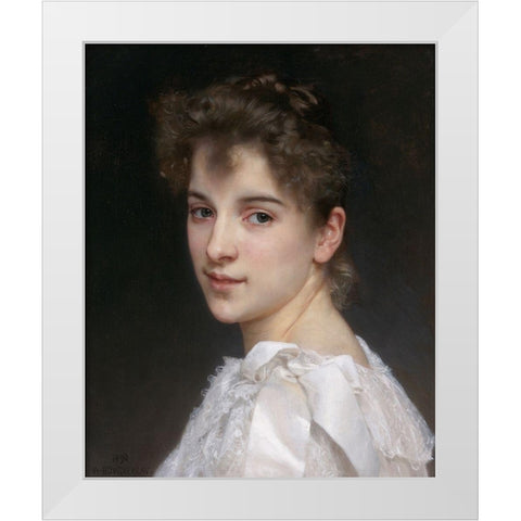 Gabrielle White Modern Wood Framed Art Print by Bouguereau, William-Adolphe