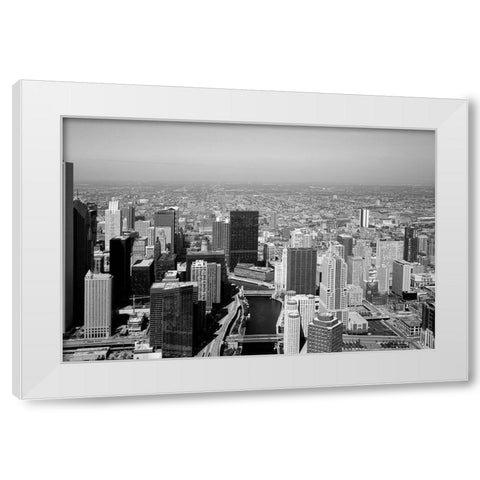 Aerial view of skyline Chicago Illinois White Modern Wood Framed Art Print by Highsmith, Carol