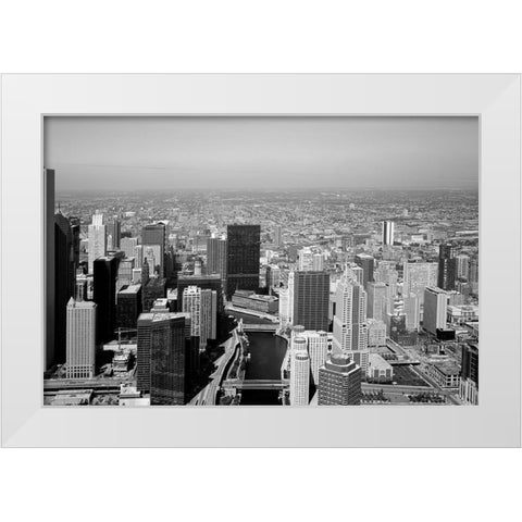 Aerial view of skyline Chicago Illinois White Modern Wood Framed Art Print by Highsmith, Carol