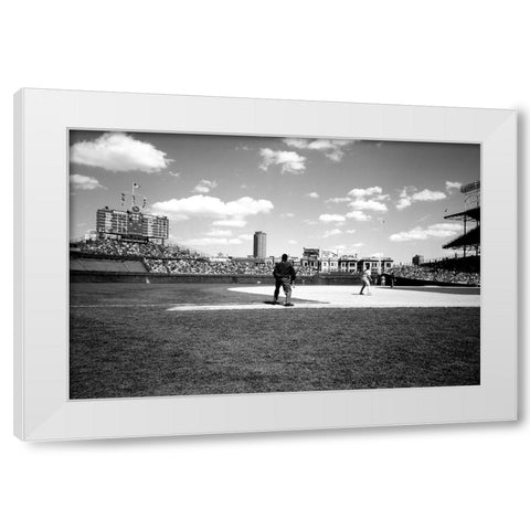 Ballgame at historic Wrigley Field Chicago Illinois White Modern Wood Framed Art Print by Highsmith, Carol