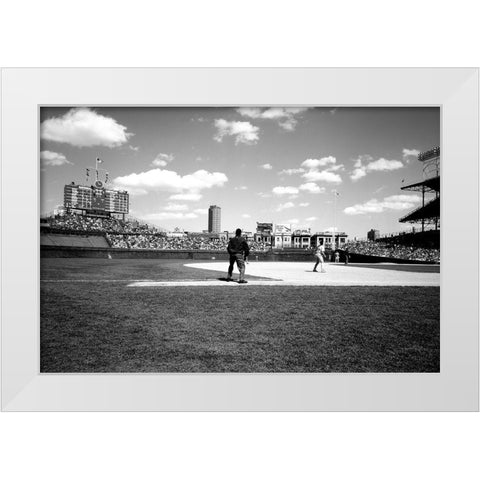 Ballgame at historic Wrigley Field Chicago Illinois White Modern Wood Framed Art Print by Highsmith, Carol