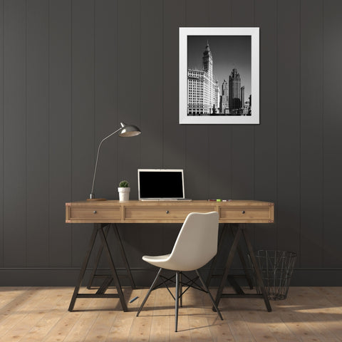 Landmark skyscrapers Chicago Illinois White Modern Wood Framed Art Print by Highsmith, Carol